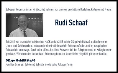 Trauer um Rudi Schaaf